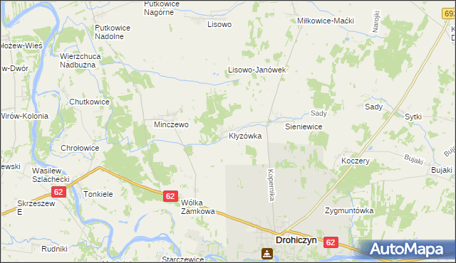 mapa Kłyzówka, Kłyzówka na mapie Targeo