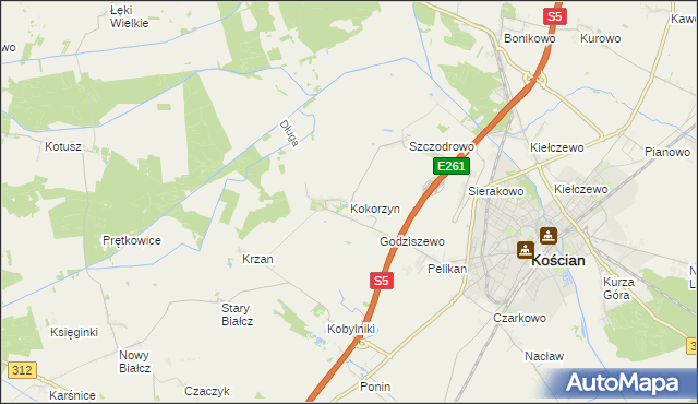 mapa Kokorzyn, Kokorzyn na mapie Targeo