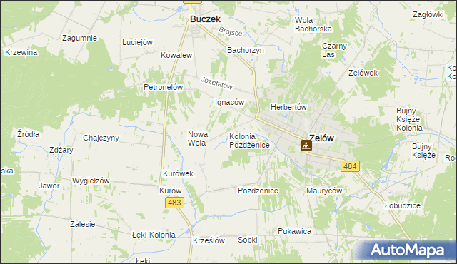 mapa Kolonia Pożdżenice, Kolonia Pożdżenice na mapie Targeo