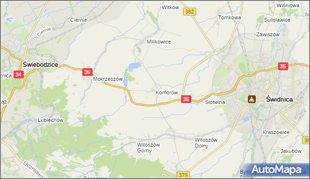 mapa Komorów gmina Świdnica, Komorów gmina Świdnica na mapie Targeo