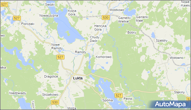 mapa Komorowo gmina Łukta, Komorowo gmina Łukta na mapie Targeo
