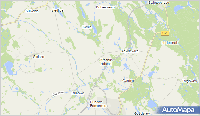 mapa Kraśnik Łobeski, Kraśnik Łobeski na mapie Targeo