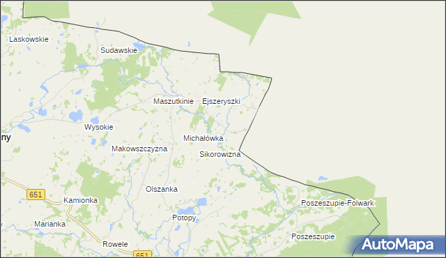 mapa Krejwiany gmina Rutka-Tartak, Krejwiany gmina Rutka-Tartak na mapie Targeo