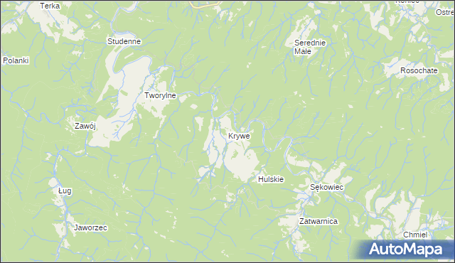 mapa Krywe, Krywe na mapie Targeo