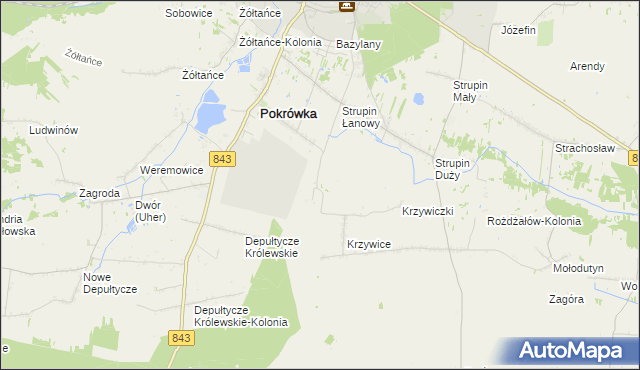 mapa Krzywice-Kolonia, Krzywice-Kolonia na mapie Targeo