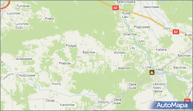 mapa Kukawki gmina Jadów, Kukawki gmina Jadów na mapie Targeo