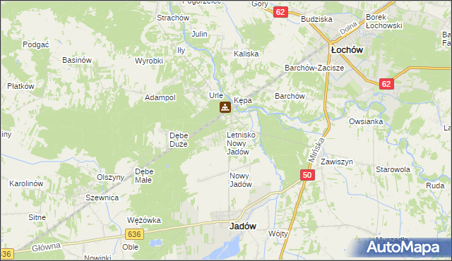 mapa Letnisko Nowy Jadów, Letnisko Nowy Jadów na mapie Targeo