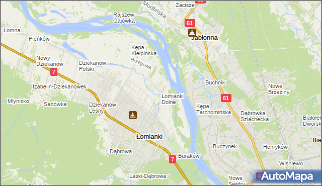 mapa Łomianki Dolne, Łomianki Dolne na mapie Targeo