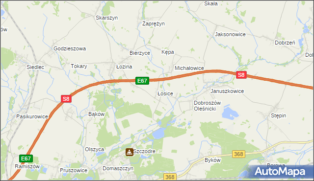 mapa Łosice gmina Długołęka, Łosice gmina Długołęka na mapie Targeo