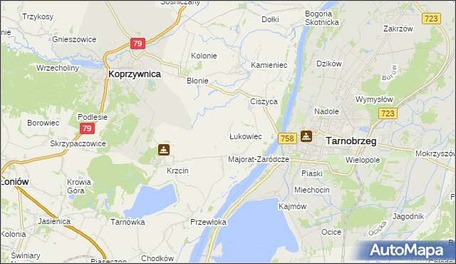 mapa Łukowiec gmina Koprzywnica, Łukowiec gmina Koprzywnica na mapie Targeo