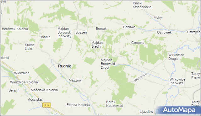 mapa Majdan Borowski Drugi, Majdan Borowski Drugi na mapie Targeo