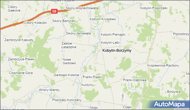 mapa Makowo gmina Kobylin-Borzymy, Makowo gmina Kobylin-Borzymy na mapie Targeo