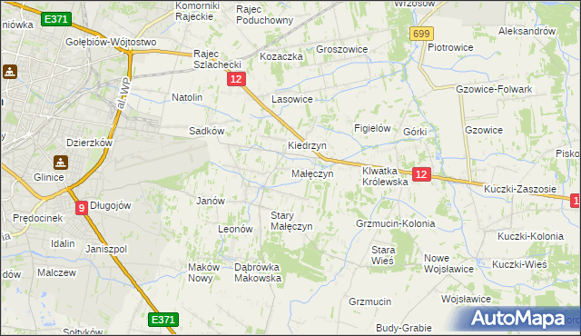 mapa Małęczyn gmina Gózd, Małęczyn gmina Gózd na mapie Targeo