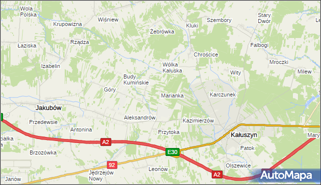 mapa Marianka gmina Kałuszyn, Marianka gmina Kałuszyn na mapie Targeo