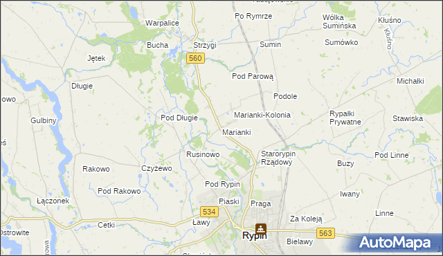 mapa Marianki gmina Rypin, Marianki gmina Rypin na mapie Targeo