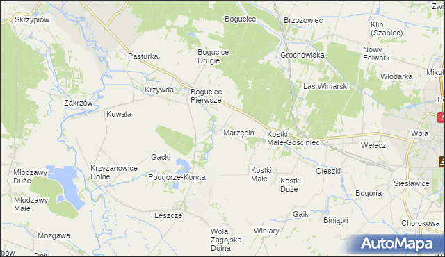 mapa Marzęcin, Marzęcin na mapie Targeo