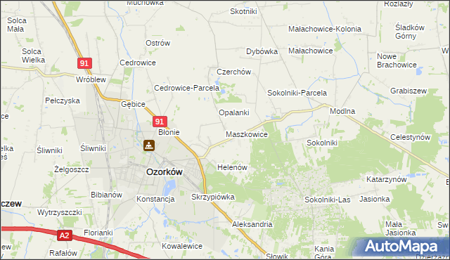 mapa Maszkowice gmina Ozorków, Maszkowice gmina Ozorków na mapie Targeo