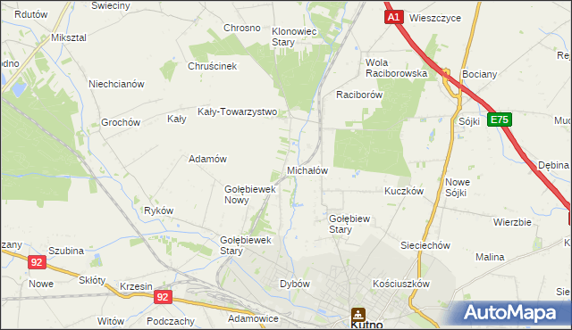 mapa Michałów gmina Kutno, Michałów gmina Kutno na mapie Targeo