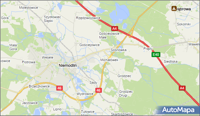 mapa Michałówek gmina Niemodlin, Michałówek gmina Niemodlin na mapie Targeo