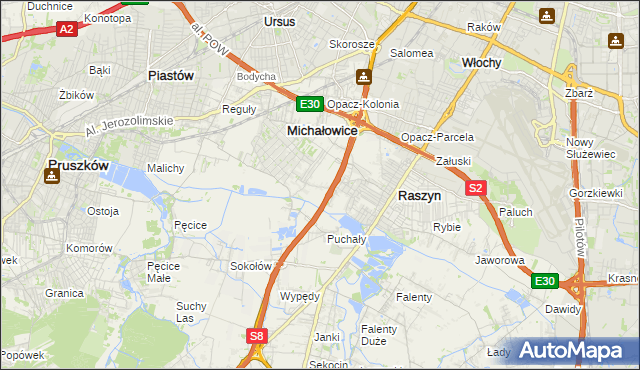mapa Michałowice-Wieś, Michałowice-Wieś na mapie Targeo