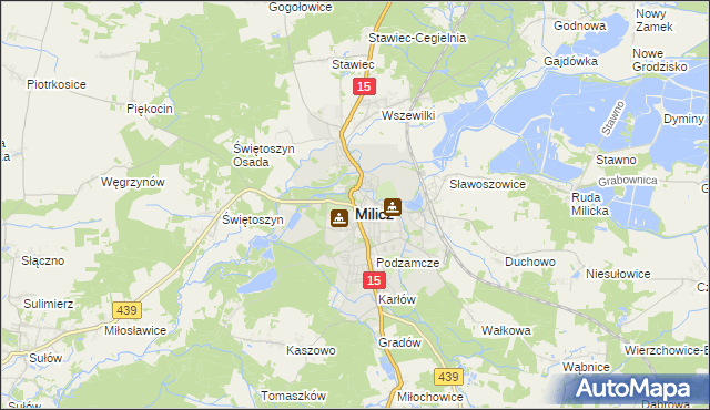 mapa Milicz, Milicz na mapie Targeo