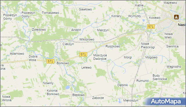 mapa Mokrzyce Dworskie, Mokrzyce Dworskie na mapie Targeo