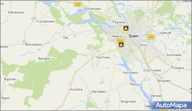 mapa Nochowo, Nochowo na mapie Targeo