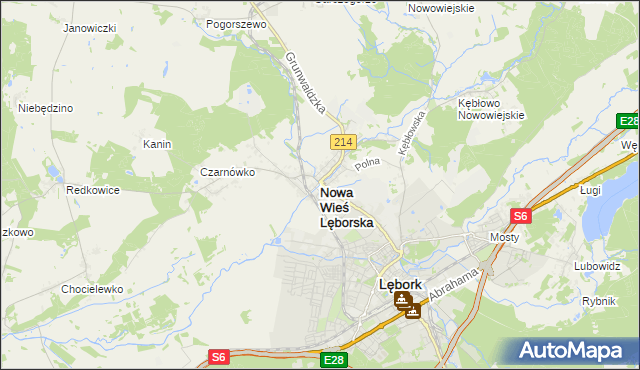 mapa Nowa Wieś Lęborska, Nowa Wieś Lęborska na mapie Targeo