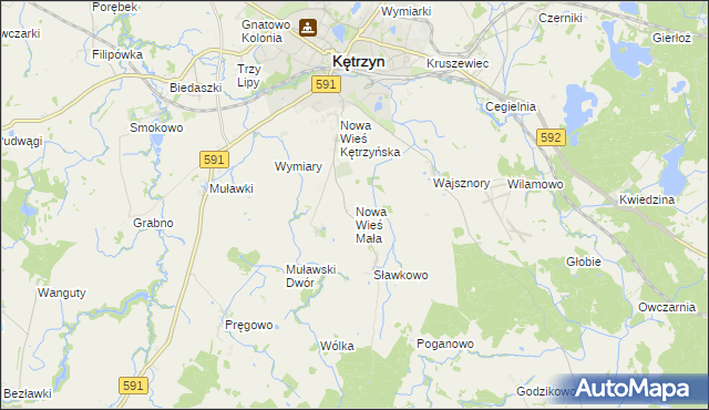 mapa Nowa Wieś Mała gmina Kętrzyn, Nowa Wieś Mała gmina Kętrzyn na mapie Targeo
