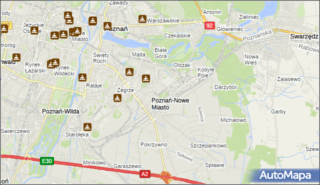 mapa Nowe Miasto gmina Poznań, Nowe Miasto gmina Poznań na mapie Targeo