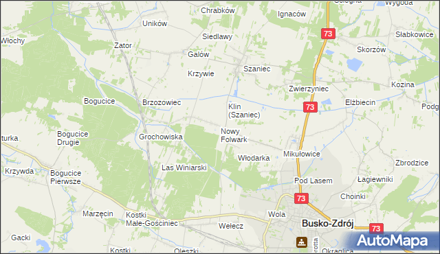 mapa Nowy Folwark gmina Busko-Zdrój, Nowy Folwark gmina Busko-Zdrój na mapie Targeo