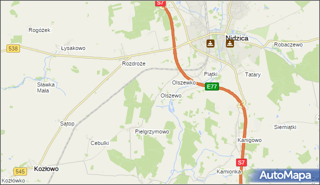 mapa Olszewo gmina Nidzica, Olszewo gmina Nidzica na mapie Targeo