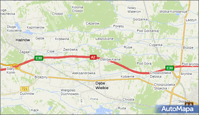 mapa Ostrów-Kania, Ostrów-Kania na mapie Targeo