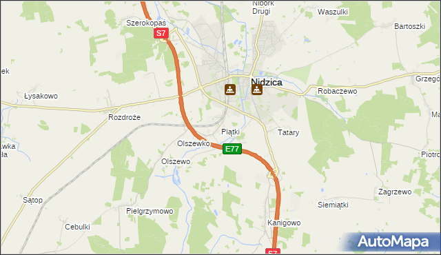 mapa Piątki gmina Nidzica, Piątki gmina Nidzica na mapie Targeo