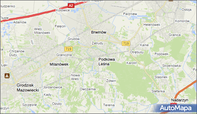 mapa Podkowa Leśna, Podkowa Leśna na mapie Targeo