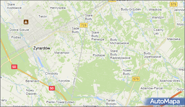 mapa Podlasie gmina Radziejowice, Podlasie gmina Radziejowice na mapie Targeo