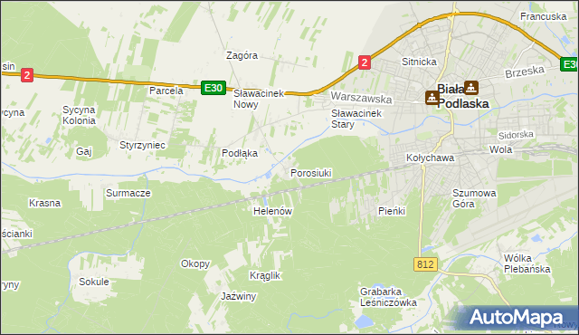 mapa Porosiuki, Porosiuki na mapie Targeo