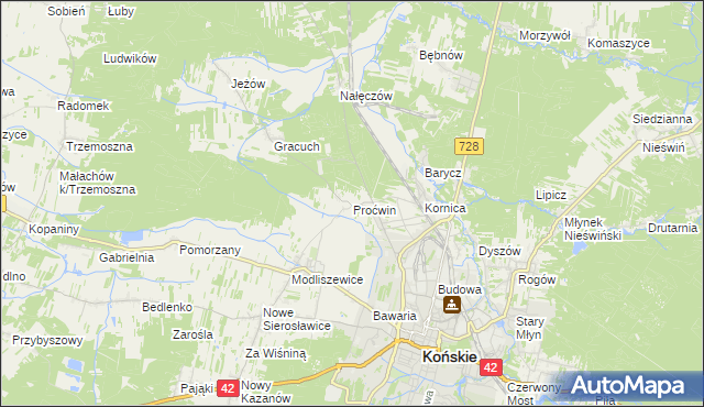 mapa Proćwin, Proćwin na mapie Targeo