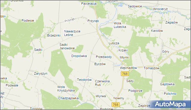 mapa Przezwody gmina Wodzisław, Przezwody gmina Wodzisław na mapie Targeo