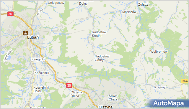 mapa Radostów Górny, Radostów Górny na mapie Targeo