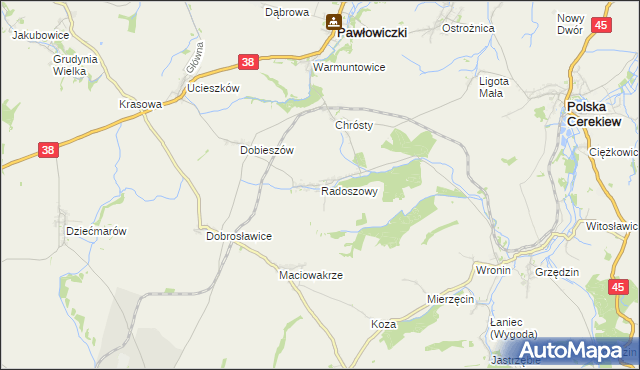 mapa Radoszowy, Radoszowy na mapie Targeo