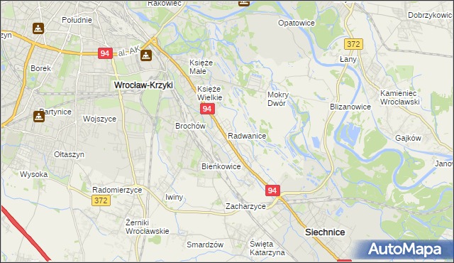 mapa Radwanice gmina Siechnice, Radwanice gmina Siechnice na mapie Targeo