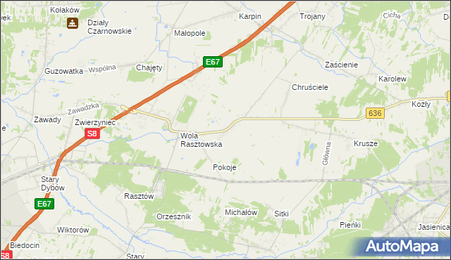 mapa Roszczep, Roszczep na mapie Targeo