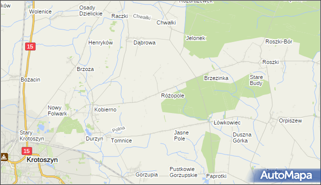 mapa Różopole, Różopole na mapie Targeo