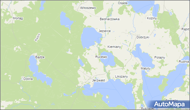 mapa Rucewo gmina Zalewo, Rucewo gmina Zalewo na mapie Targeo