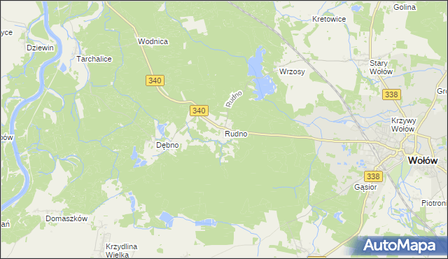 mapa Rudno gmina Wołów, Rudno gmina Wołów na mapie Targeo