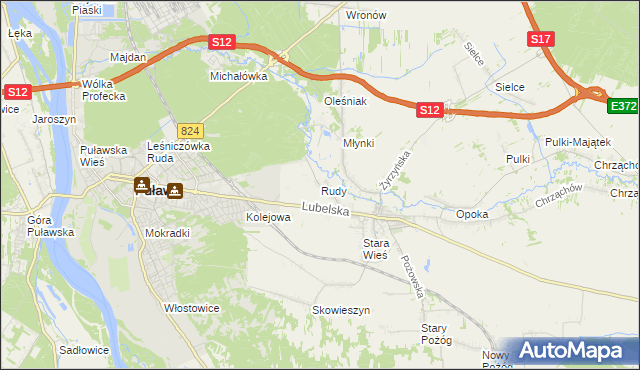 mapa Rudy gmina Końskowola, Rudy gmina Końskowola na mapie Targeo