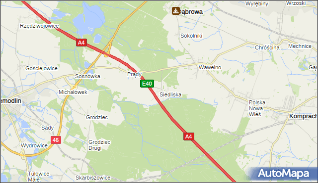 mapa Siedliska gmina Dąbrowa, Siedliska gmina Dąbrowa na mapie Targeo