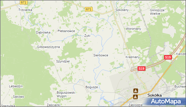 mapa Sierbowce, Sierbowce na mapie Targeo