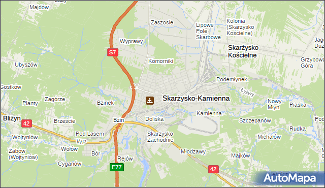 mapa Skarżysko-Kamienna, Skarżysko-Kamienna na mapie Targeo